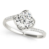Silver Single Row Engagement Ring Prong Set