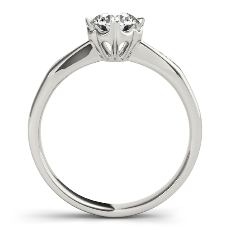 Silver Single Row Engagement Ring Prong Set