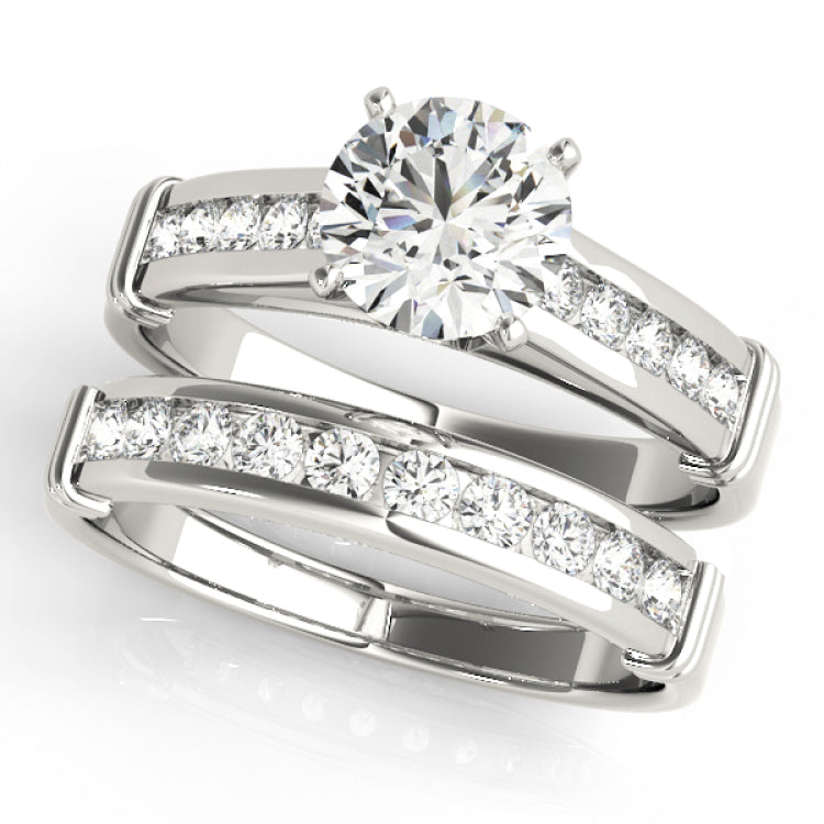 Silver Single Row Engagement Ring Channel Set