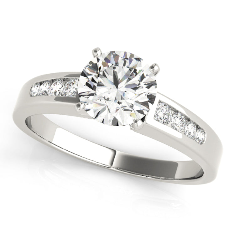 Silver Single Row Engagement Ring Channel Set