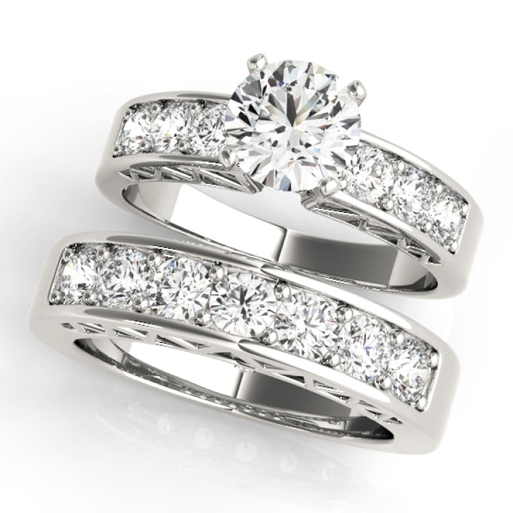Silver Single Row Engagement Ring Channel Set