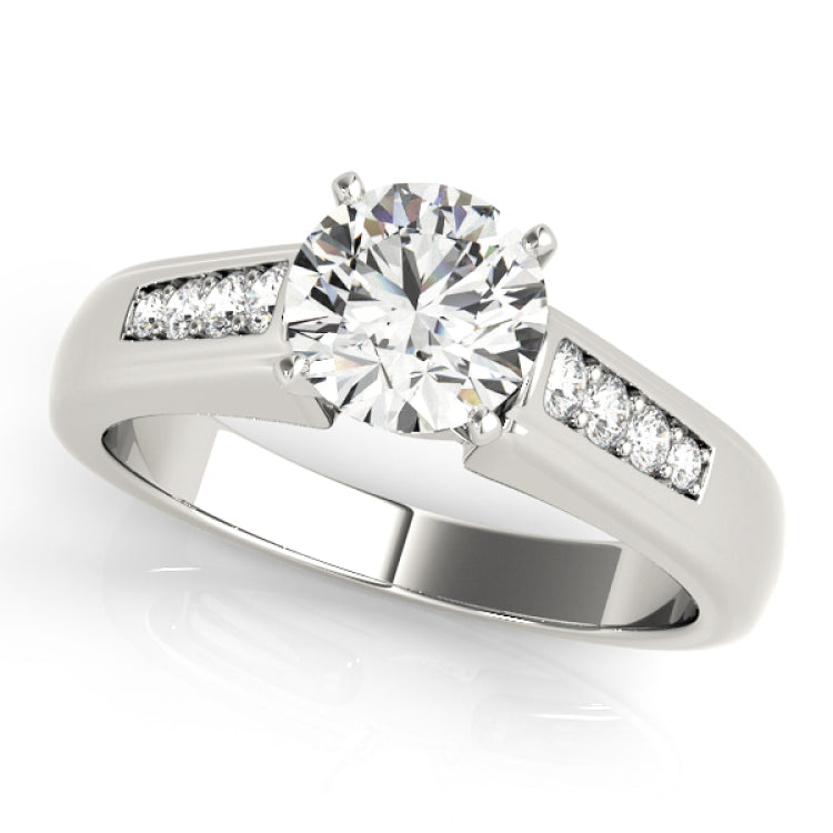 Silver Single Row Engagement Ring Channel Set
