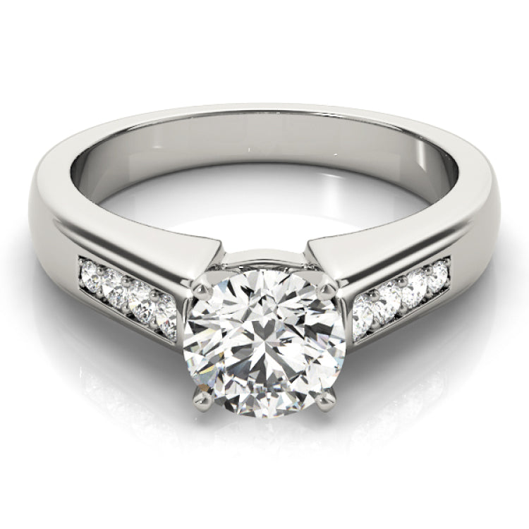 Silver Single Row Engagement Ring Channel Set