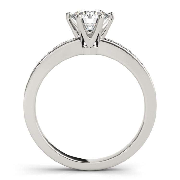 Silver Single Row Engagement Ring Channel Set