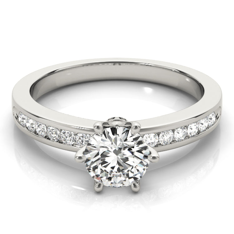 Silver Single Row Engagement Ring Channel Set