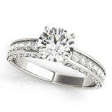 Silver Single Row Engagement Ring Prong Set
