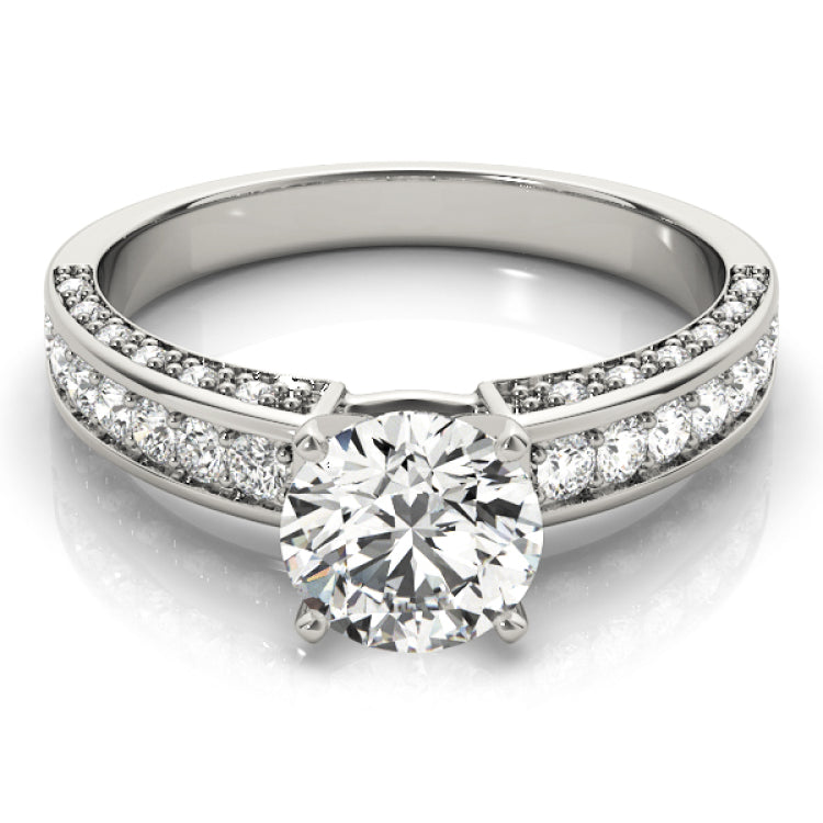 Silver Single Row Engagement Ring Prong Set