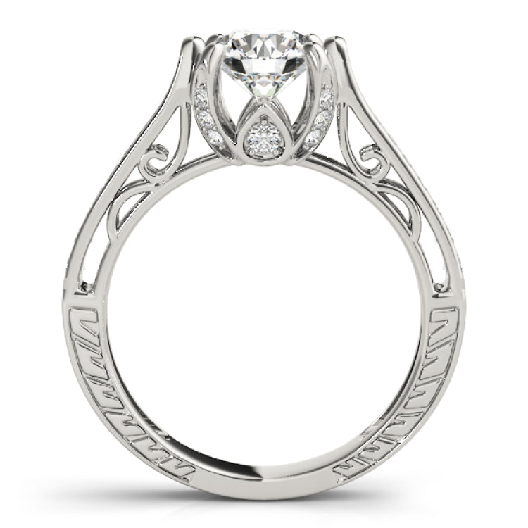 Silver Single Row Engagement Ring Prong Set