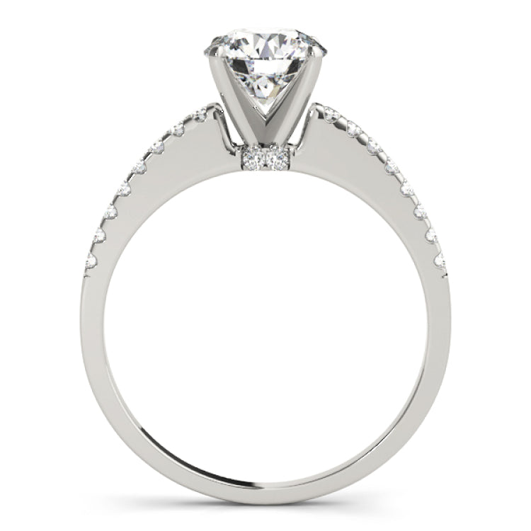 Silver Single Row Engagement Ring Prong Set