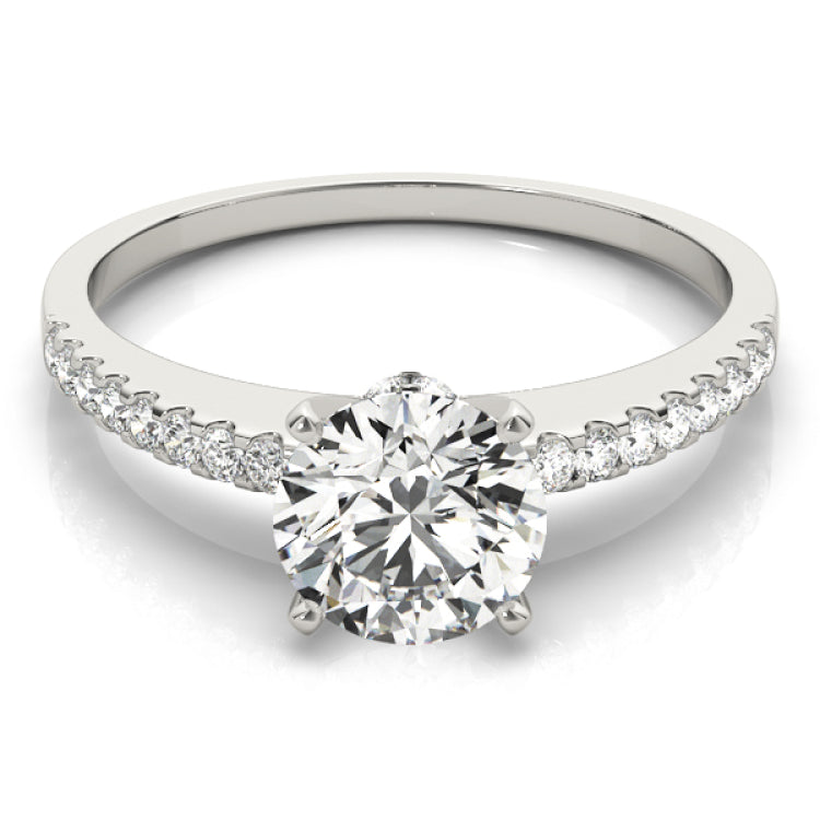 Silver Single Row Engagement Ring Prong Set