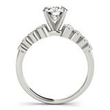 Silver Single Row Engagement Ring Bezel Set