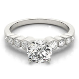 Silver Single Row Engagement Ring Bezel Set