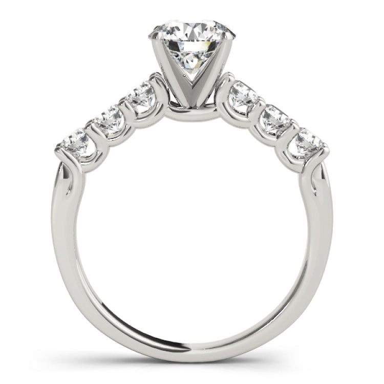 Silver Single Row Engagement Ring Prong Set
