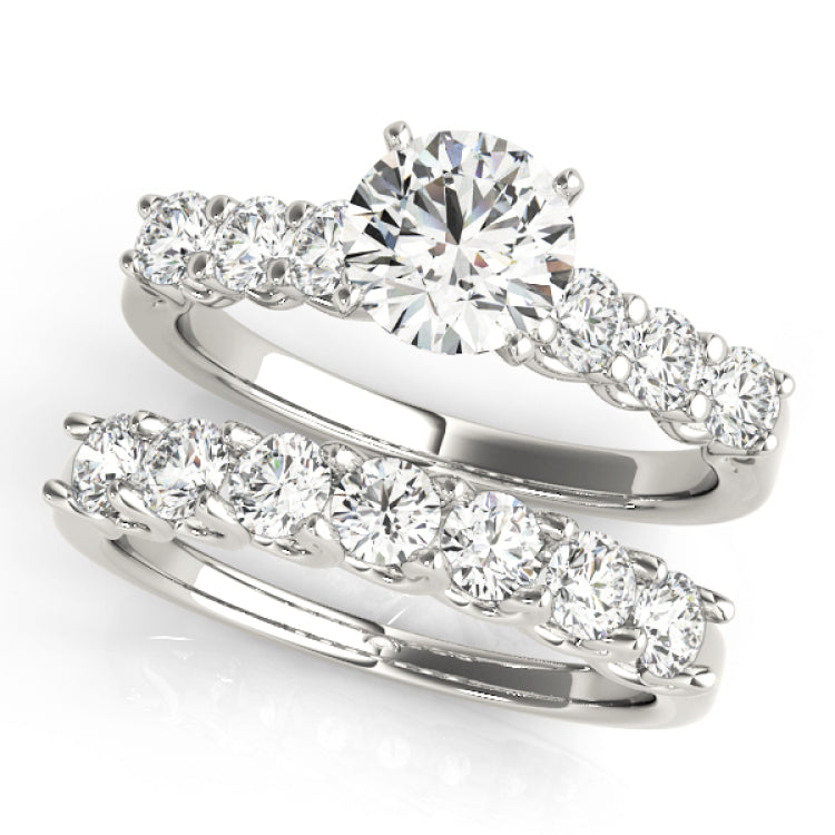 Silver Single Row Engagement Ring Prong Set