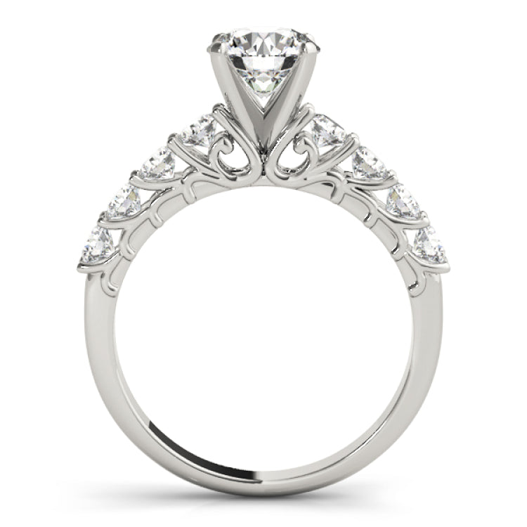 Silver Single Row Engagement Ring Prong Set