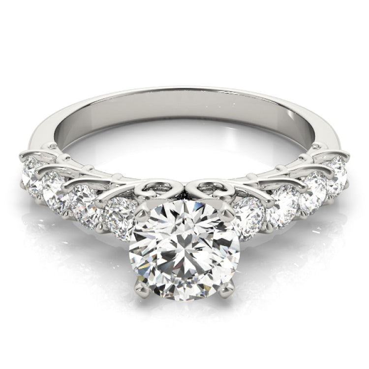 Silver Single Row Engagement Ring Prong Set