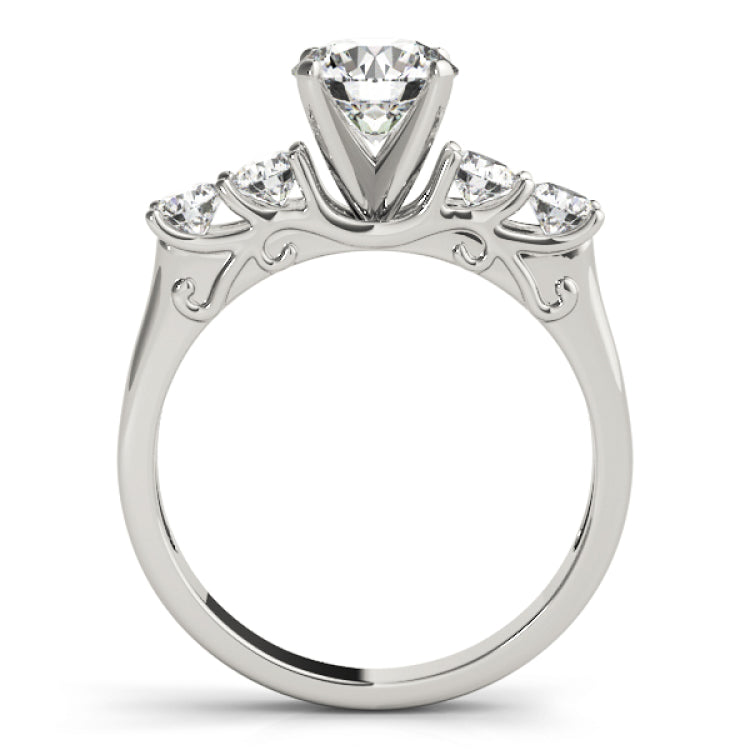 Silver Single Row Engagement Ring Prong Set