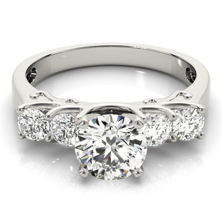 Silver Single Row Engagement Ring Prong Set