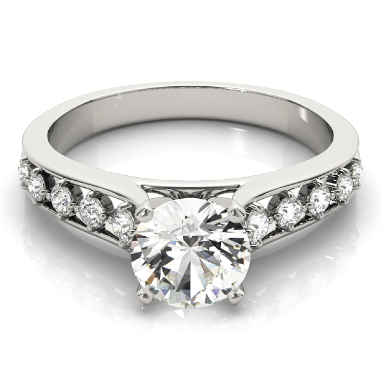 Silver Single Row Engagement Ring Prong Set