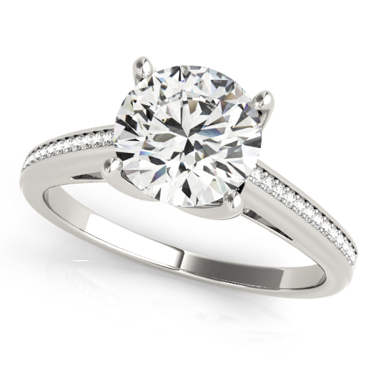 Silver Single Row Engagement Ring Channel Set