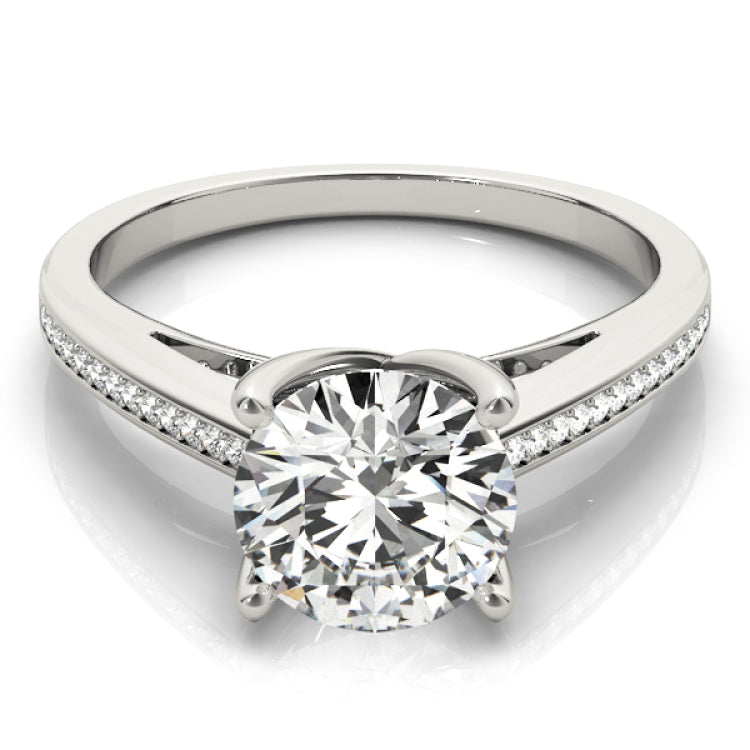 Silver Single Row Engagement Ring Channel Set