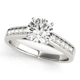 Silver Single Row Engagement Ring Prong Set