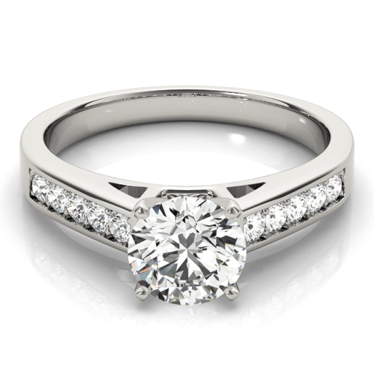 Silver Single Row Engagement Ring Prong Set