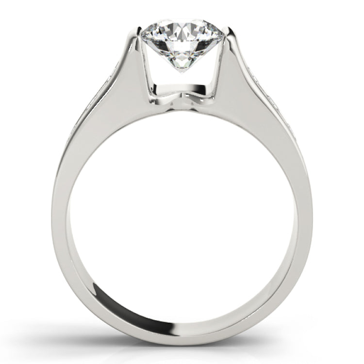 Silver Single Row Engagement Ring Channel Set