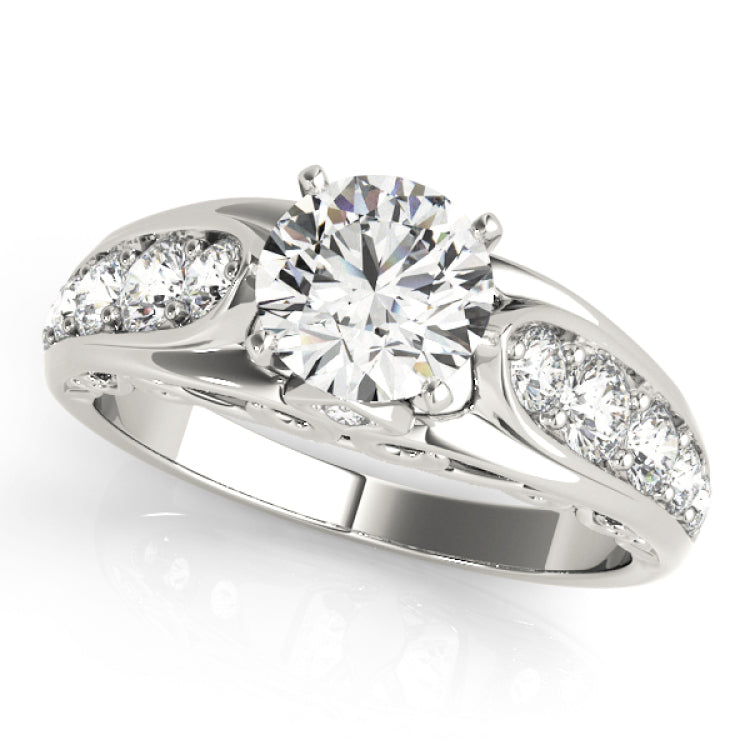 Silver Single Row Engagement Ring Prong Set