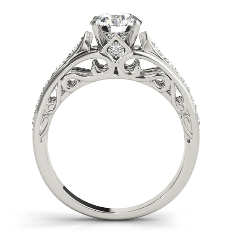 Silver Single Row Engagement Ring Prong Set