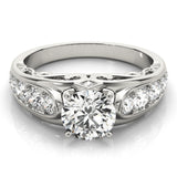 Silver Single Row Engagement Ring Prong Set