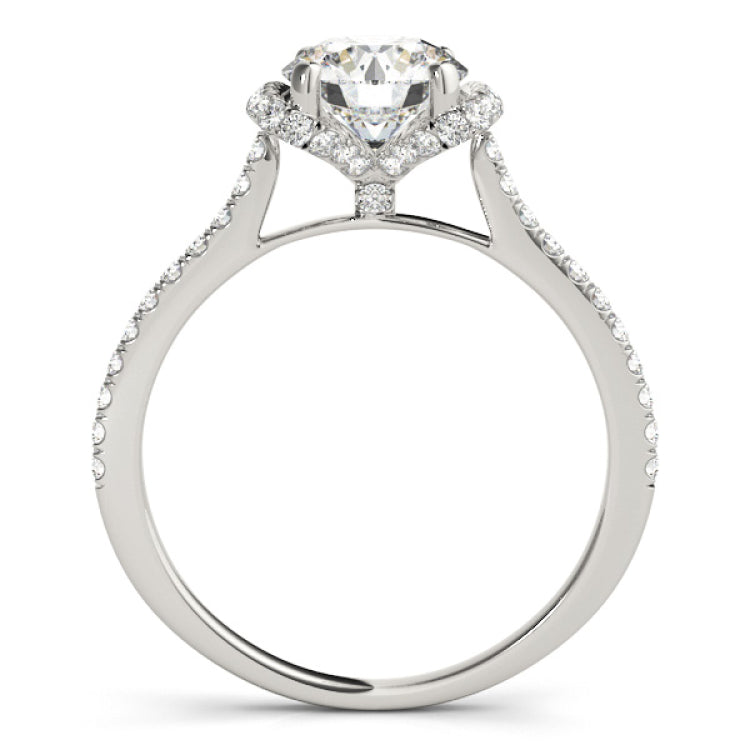 Silver Single Row Engagement Ring Prong Set