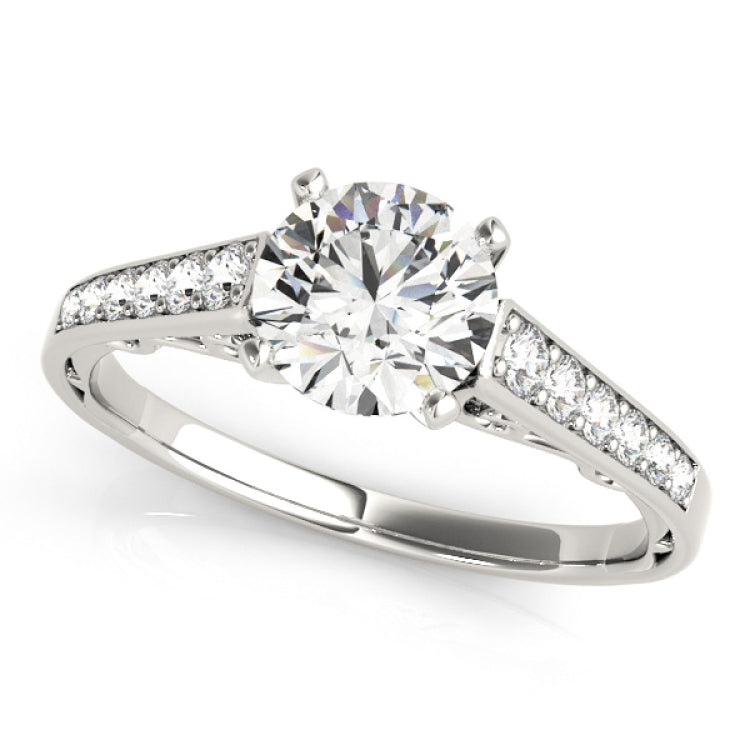 Silver Single Row Engagement Ring Prong Set