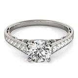 Silver Single Row Engagement Ring Prong Set