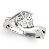 Silver Single Row Engagement Ring Prong Set