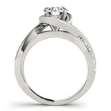 Silver Single Row Engagement Ring Prong Set