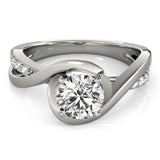 Silver Single Row Engagement Ring Prong Set