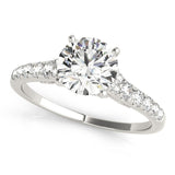 Silver Single Row Engagement Ring Prong Set