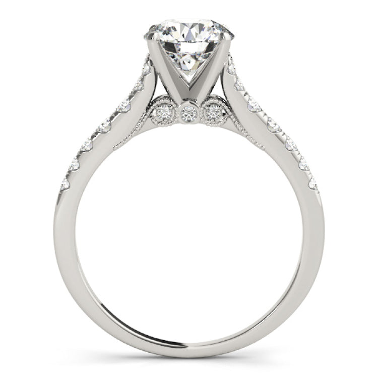 Silver Single Row Engagement Ring Prong Set