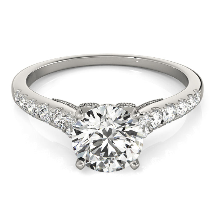 Silver Single Row Engagement Ring Prong Set