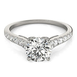 Silver Single Row Engagement Ring Prong Set