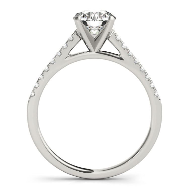 Silver Single Row Engagement Ring Prong Set