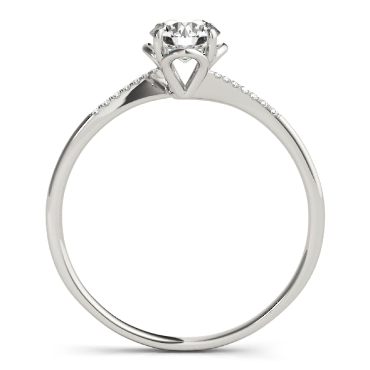 Silver Single Row Engagement Ring Prong Set