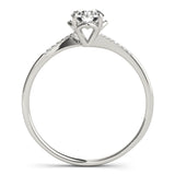 Silver Single Row Engagement Ring Prong Set