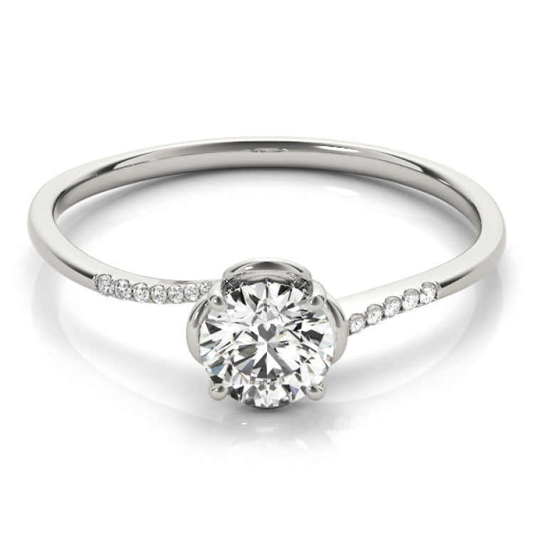 Silver Single Row Engagement Ring Prong Set