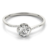 Silver Single Row Engagement Ring Prong Set