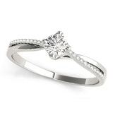 Silver Single Row Engagement Ring Prong Set