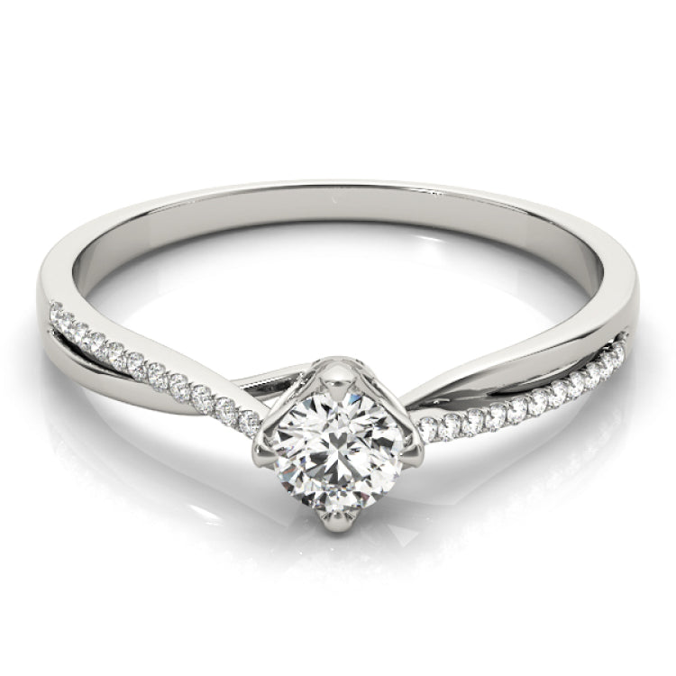 Silver Single Row Engagement Ring Prong Set