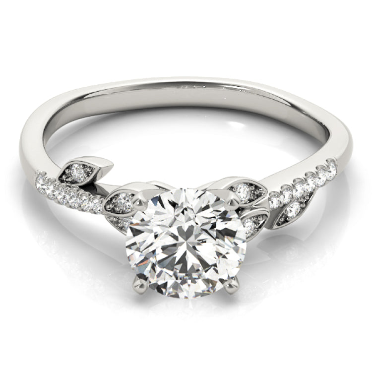 Silver Single Row Engagement Ring Prong Set
