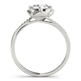 Silver Single Row Engagement Ring Prong Set
